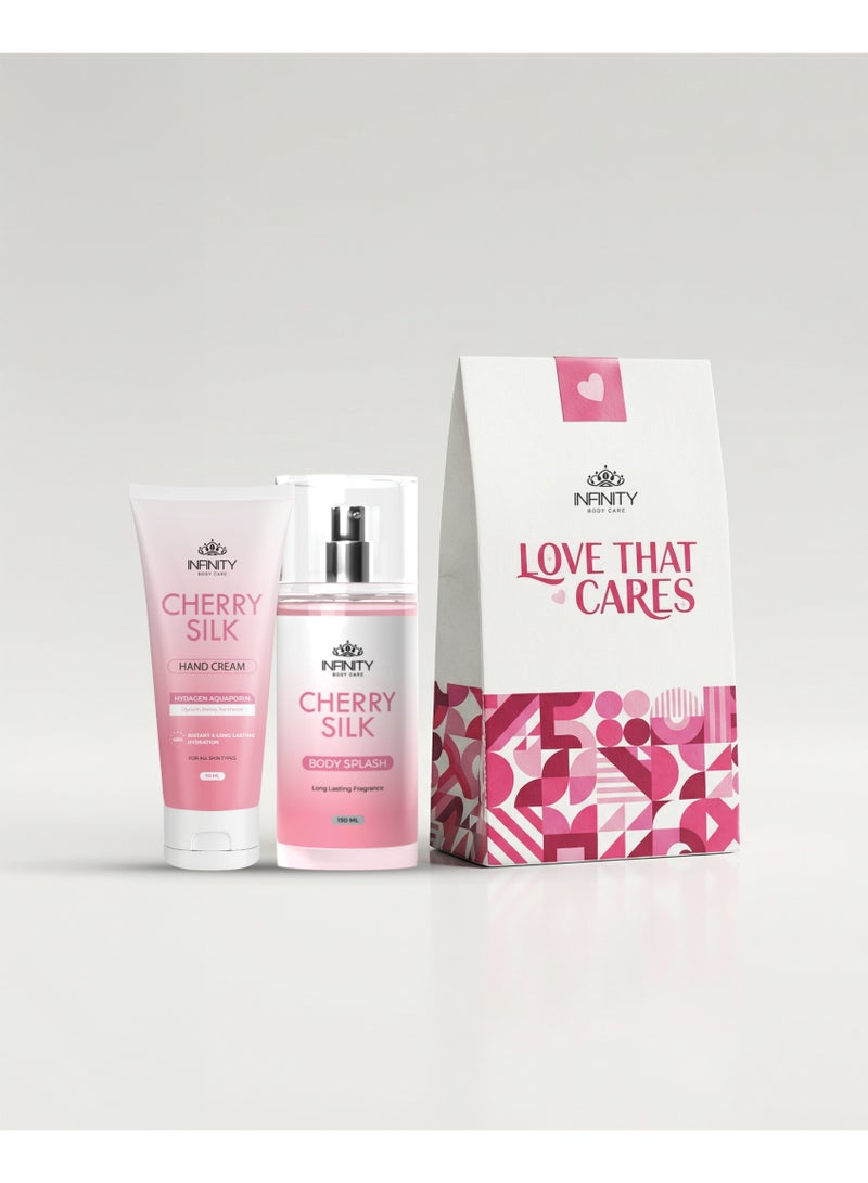 انفينيتي لاف بوكس شيري سيلك بادي سبلاش 150ملل & هاند كريم شيري سيلك